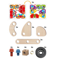 Wood Vehicle Set per costruire con viti e bulloni