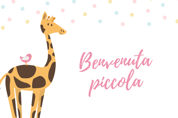 Bigliettino Nascita - Giraffa Rosa
