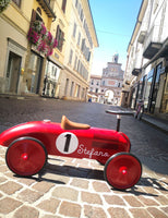 Macchinina in Latta Cavalcabile - Rossa (PERSONALIZZABILE)